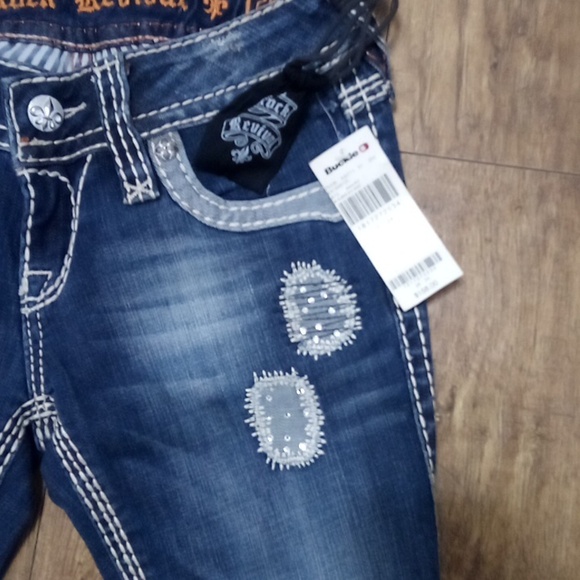 Rock Revival NWT Women's Jeans 26 Alanis Boot Cut Embellished Rhinestones - Picture 2 of 11